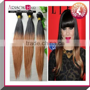 Hot Selling Two Tone Ombre Remy Hair Weaving Beauty Ombre Hair Extension Silk Straight Ombre Hair Weave With Low Price thumbnail-2