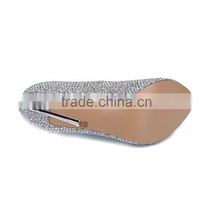 Women High Heel Shoe Crystal Crystal Wedding Shoes Elegant Diamond Thin Metal Heels Peep Toe Pumps thumbnail-5