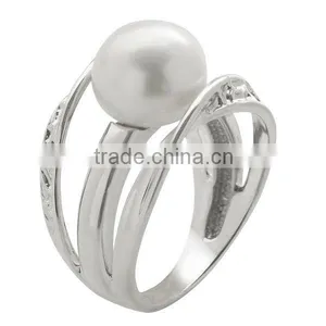 Sterling Silver White Rhodium Plated Freshwater Pearl Ring 9.5-10m thumbnail-3