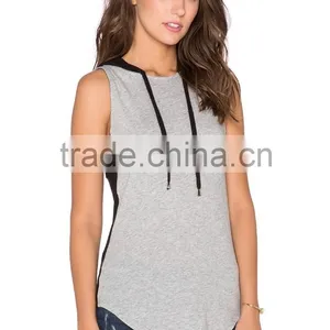 New Design Vest Womens Hooded Tank Top Women Hood Sleeveless T-Shirt Simple Tank Top With Hood thumbnail-3