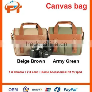 Canvas Camera Bag for 1 Camera 2 Lens and Can for Ipad thumbnail-1
