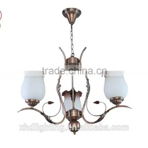 Retro Chandelier Pendant Light With Ivory Flower Glass Lamp Shade in Coozen Factory thumbnail-3