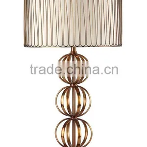 Fangio Lighting Three Metal Ball 32'' H Table Lamp With Wire Shade,Brass thumbnail-1