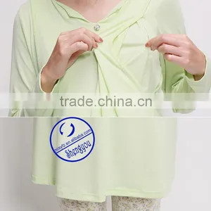Custom Made 100% Pima Cotton High Quality Long Sleeve Nursing Wears thumbnail-5