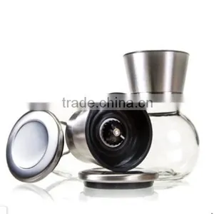 Trade Assurance OEM Package Glass Manual Salt And Pepper Grinders Mills Bottles With Stainless Steel Cap-Round thumbnail-3