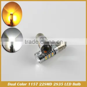 Dual Color 1157 White/Amber Switchback 22SMD 2835 LED Running Light/Signal Light thumbnail-1