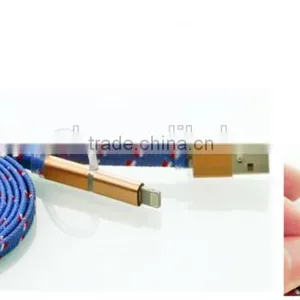 High Quality Nylon Braid 2 in 1 USB Flat Cable,Noodle Cable thumbnail-1