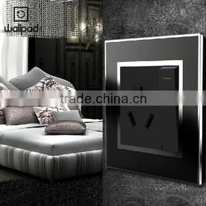New Design Wallpad Black Waterproof Acrylic Glass 110~250V 1Gang Switch and Electric 3 Pin Austrilia Wall Socket thumbnail-2