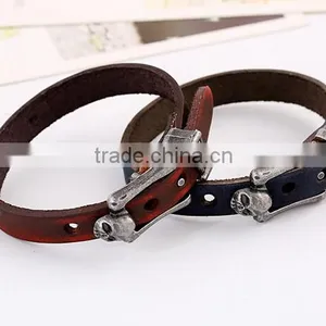 Braided Leather Bracelet Cuff With Metal Snap Closure Adjustable Genuine Leather thumbnail-1