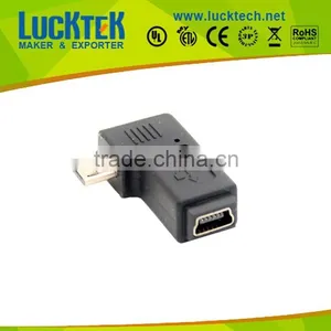 Left Angle Micro USB Male to Mini USB Female Adapter thumbnail-1