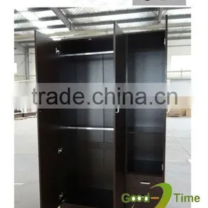 Fsc 3 Door Modern Black Melamine Wardrobe Design thumbnail-1