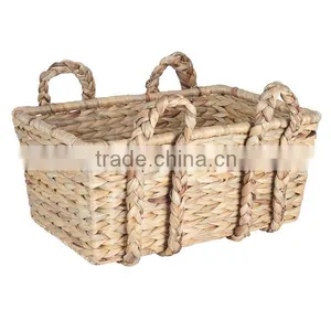 Hand Woven From Sustainably Harvested Dried Water Hyacinth Basket thumbnail-1