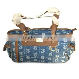 Canvas and Leather Shoulder Bag With Handle thumbnail-1
