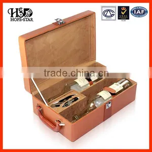 Customize Handmade PU Leather Wooden Box Wine Packaging Gift Box/Wine Bottle Carrier Case thumbnail-3