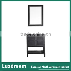 24" Wooden Bathroom Furniture Cabinet With Frame Mirror Bespresso Finish thumbnail-1