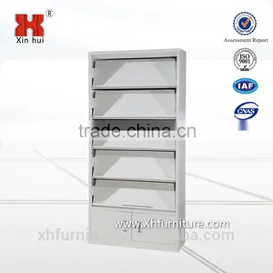Cheap Library Steel Magazine Rack With Storage Cabinet thumbnail-3