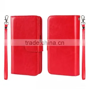 New Product 2016 Separable Flip Wallet Leather Cell Mobile Smart Phone Cases Cover With Lanyard Soft Stylish Pouch for Men thumbnail-3