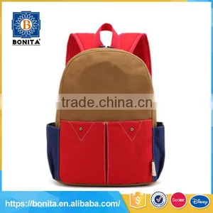 European Style Outdoor Daily Fashion Red Canvas Rucksack Backpack thumbnail-1