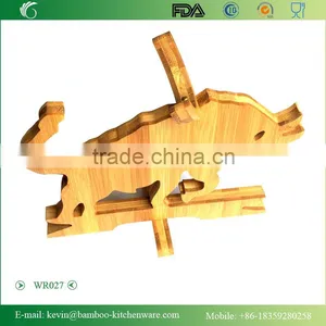 WR027 Home Decoration Bamboo Wine Rack Bamboo Single Bottle Display Rack Professional Design Wine Rack FDA SGS LFGB thumbnail-5