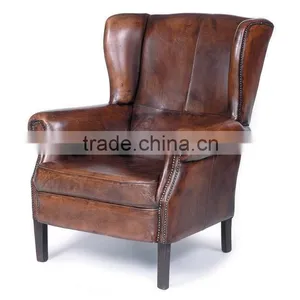 Industrial Leather Living Room Chair Sofa. Vintage Single Sheet Leather Sofa thumbnail-1