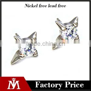 Hot Selling Stainless Steel Silver Diamond Shiny Earring Unisex Jewelry thumbnail-1