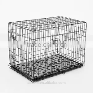 Pawhut Portable Metal Pet Cage Dog Crate With Plush Mat thumbnail-4