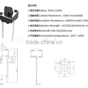 KFC-A06-HB Tact Switch,6*6*H PCB 2 Pin Tact Switch* thumbnail-3