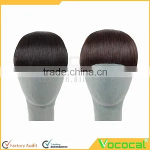 Women Girls Bob Wig Clip in Human Hair Extensions Straight Flat Bangs Fringe thumbnail-3