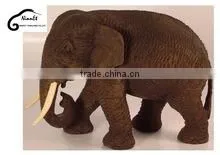 Wood Carved Elephant From Thailand With Round Trunk thumbnail-1