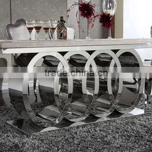 Modern Luxury Polishing Stainless Steel Dining Table and Chairs Set With Marble Top Furniture thumbnail-2