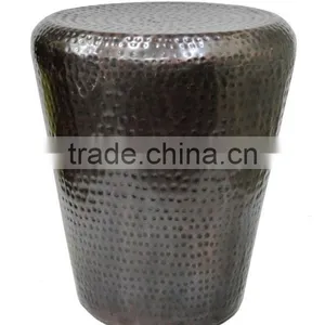 Metal Hammered Stool Round thumbnail-1