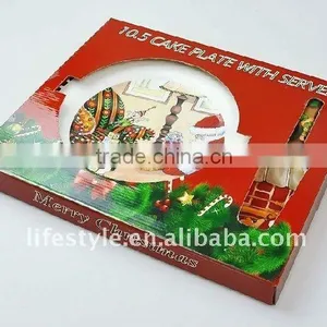 Porcelain Pizza Plate With Server, Christmas Pizza Plate With Decal thumbnail-1