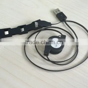 4 in 1 Multi-functional USB 2.0 to 8 Pin + Micro + Mini + 30 Pin Charger Retractable Data Sync Charge Cable thumbnail-1