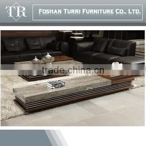 Modern Marble/travertine Top Living Room Coffee Table With Hardware thumbnail-5