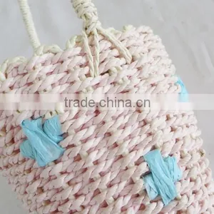 Handmade Woven Red Pink Rope Easter Egg Basket thumbnail-5