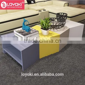 New Design Set of 4 Coffee Table Mdf Wood Sofa Side Table With Glossy Finished 4 Colors Free Combination Side Table thumbnail-4