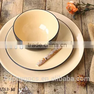 Stoneware Cheap Ceramic Colorful Round Dinnerware Set thumbnail-3