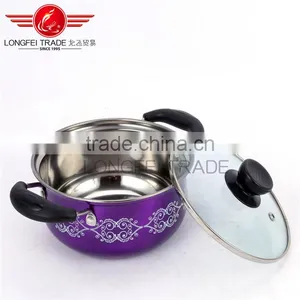 New Design 5pcs Colorized Stainless Steel Soup Pot Kitchen Cookware With Decal thumbnail-4