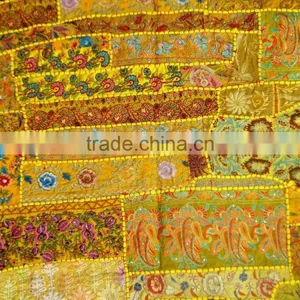 Old Fabric Handworked Handcrafted Wall Decor - Handworked Cotton Fabric Patchwork Wall Hanging Tapestry thumbnail-3