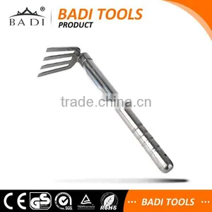 High Grade Stainless Steel Mini Silver Farming 4 Prong Garden Hoe thumbnail-1