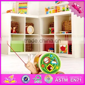 2016 Hot Sale Baby Wooden Snail Toy, Most Popular Kids Wooden Snail Toy W05B155 thumbnail-2