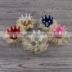 Fabric Lace Flower Crown With Glitter Clip for Kids Hair Accessories thumbnail-1