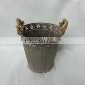 2016 New Grey/white Wash Metal/tin Flower Planter Pots thumbnail-4