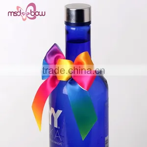 Pre-made Cheap Satin Rainbow Wine Bottle Bow With Rubber thumbnail-4