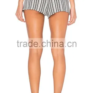 Summer High Quality Railroad Stripe Women's Sleep Sexy Shorts Low Price thumbnail-3