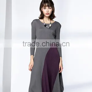 High Elastic Pleat Asymmetrucal Spring Women Dress thumbnail-4