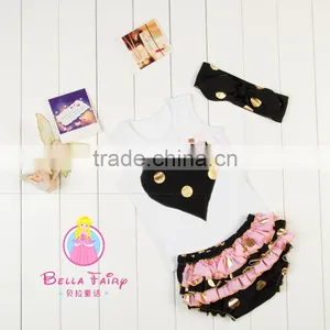 2016 China Product and Wholesale and Factory Price Baby Pompom Body Suit With Headband and Top and Bloomer 3 Piece for Kids thumbnail-5
