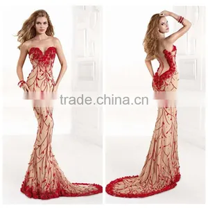 Sexy Long off Shoulder Red Dress for Wedding Evening Party thumbnail-1