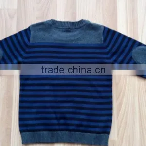 High Quality Kids Children 100% Pure Cotton Plain Elbow Patch Sweater(DK22F) thumbnail-2
