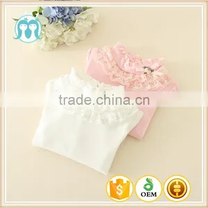 Child One Piece Undershirts Long Sleeves Top for Girls Baby Pink and White Long Sleeves T-shirts for Autumn thumbnail-1